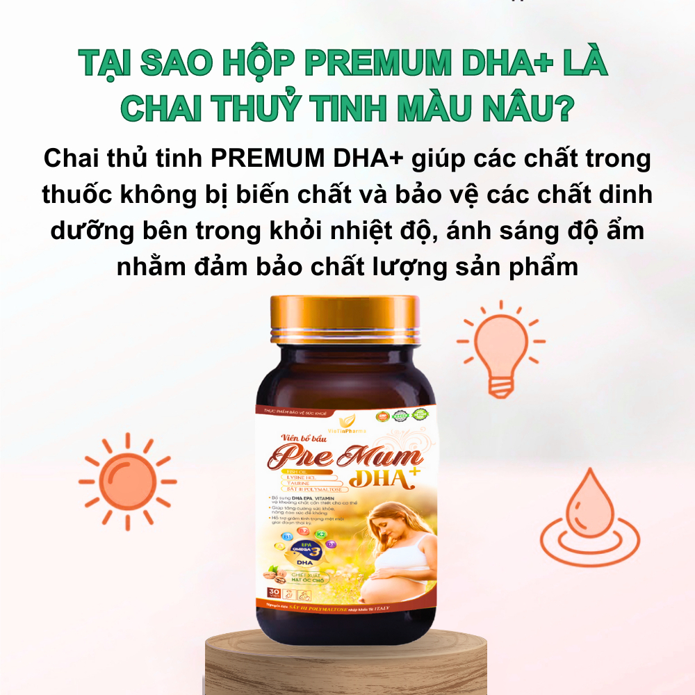 Viên Uống PREMUM DHA+ Vitamin Tổng Hợp Cho Bà Bầu Bổ Sung Dinh Dưỡng Cho Phụ Nữ Trước và Sau Sinh- Hộp 30 viên