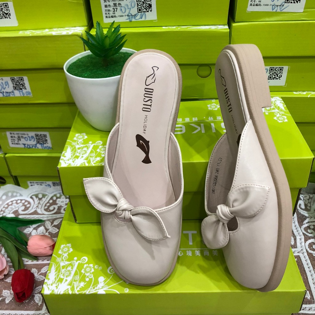 Giày sục Dusto cho nữ got 2.5cm nơ xinh xắn sang trọng  Miễn phí ship.