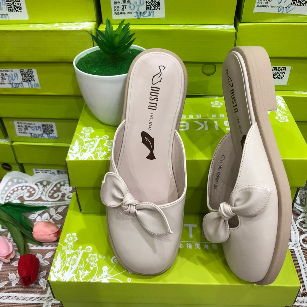 Giày sục Dusto cho nữ got 2.5cm nơ xinh xắn sang trọng  Miễn phí ship.