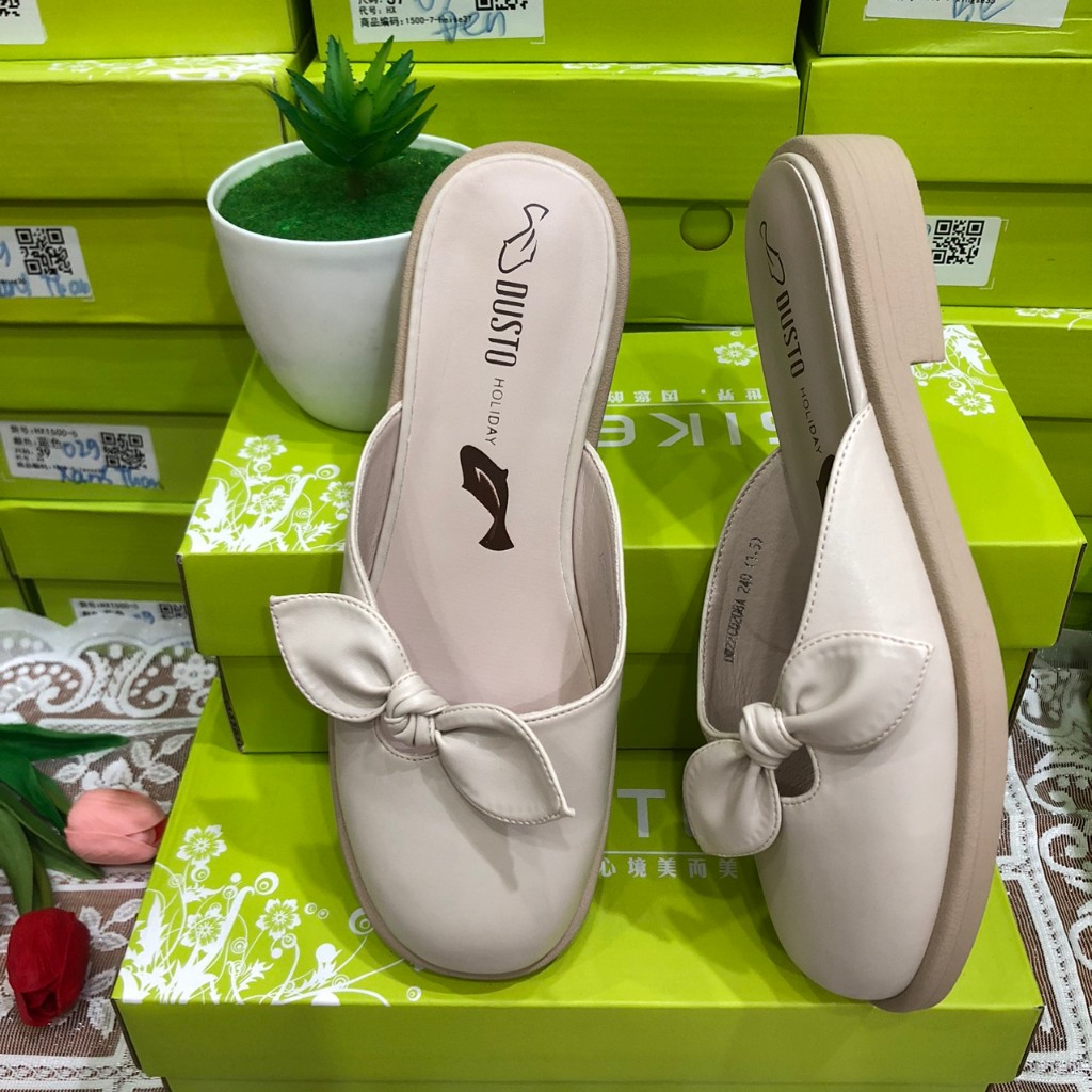 Giày sục Dusto cho nữ got 2.5cm nơ xinh xắn sang trọng  Miễn phí ship.