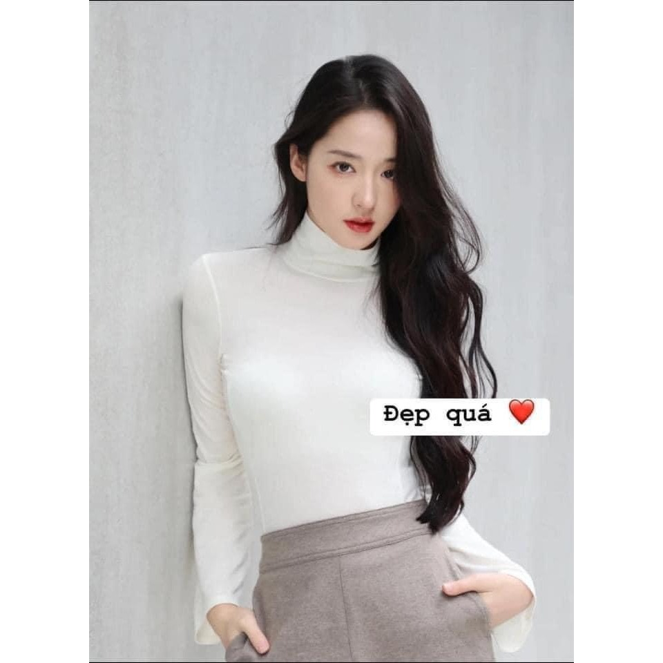 Áo giũ nhiệt cổ lọ U.NI SIZE S TRẮNG