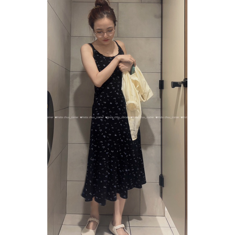 Set Áo Khoác Len Và Đầm Midi Hoa Nhí Hai Dây Taobao Order