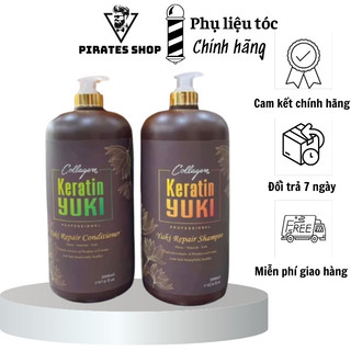Dầu gội đầu KERATIN YUKI cặp dầu gội xả phục hồi hư tổn giảm rụng tóc 2000ml chính hãng