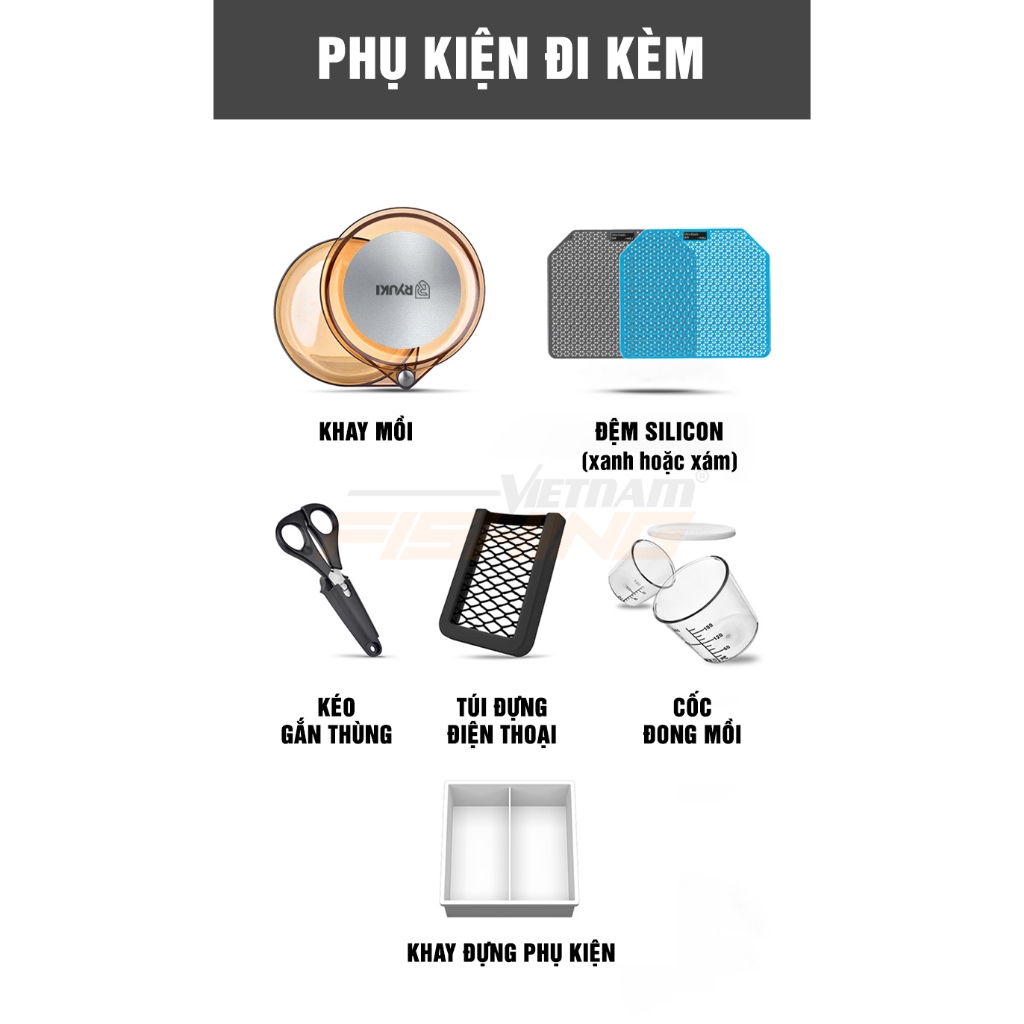 Thùng câu cá Ryuki 29A, trọng lượng siêu nhẹ, độ bền cao, chân địa hình tiện dụng