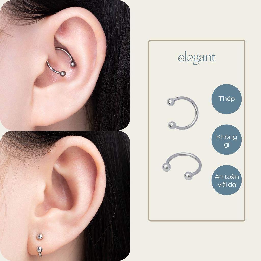 Khuyên cong U SHAPE TITANIUM Elegant (Giá 1 chiếc)