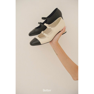 Guốc cici heel mary janes mũi tròn, 2 quai ngang mảnh, khóa đính đá, gót cao 3cm - 061023009
