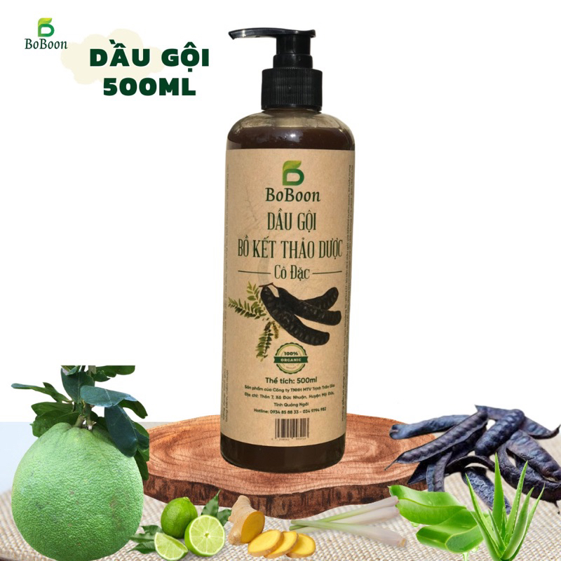 Dầu Gội Bồ Kết Cô Đặc Thảo Dược Mọc Tóc Sạch Gầu Đen Tóc BoBoon