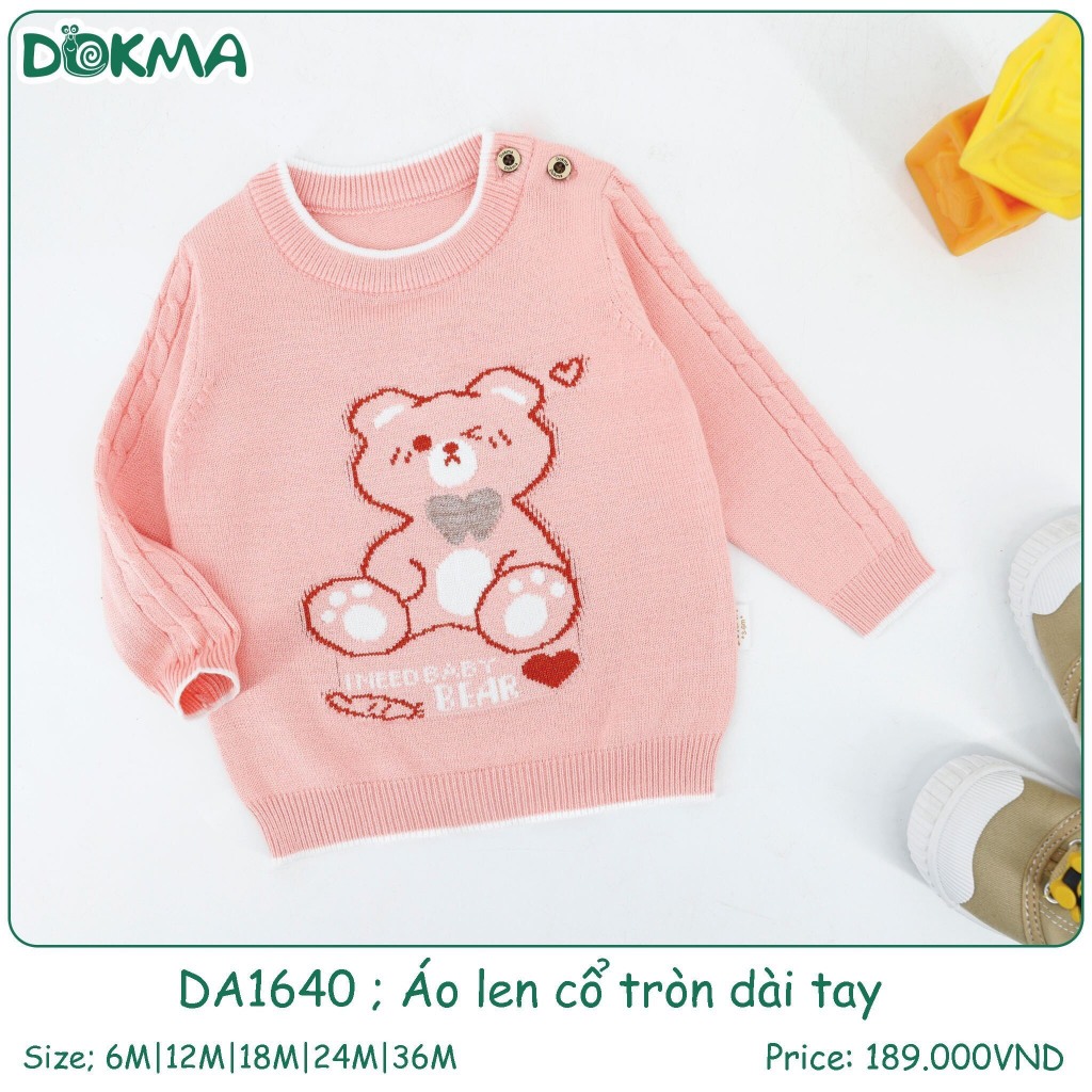 Áo len chui đầu Dokma size 3-6m đến 18-24m
