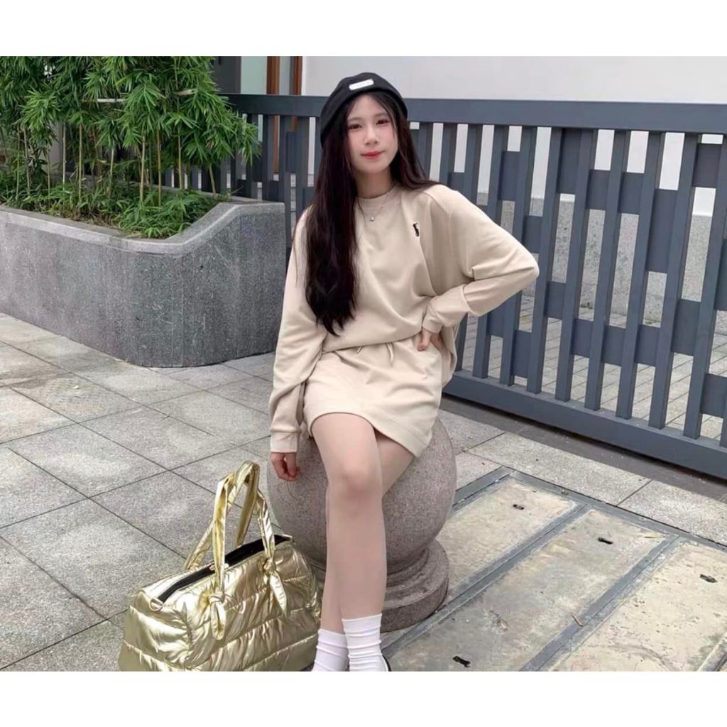 Set áo nỉ thêu hình ngựa + chân váy
