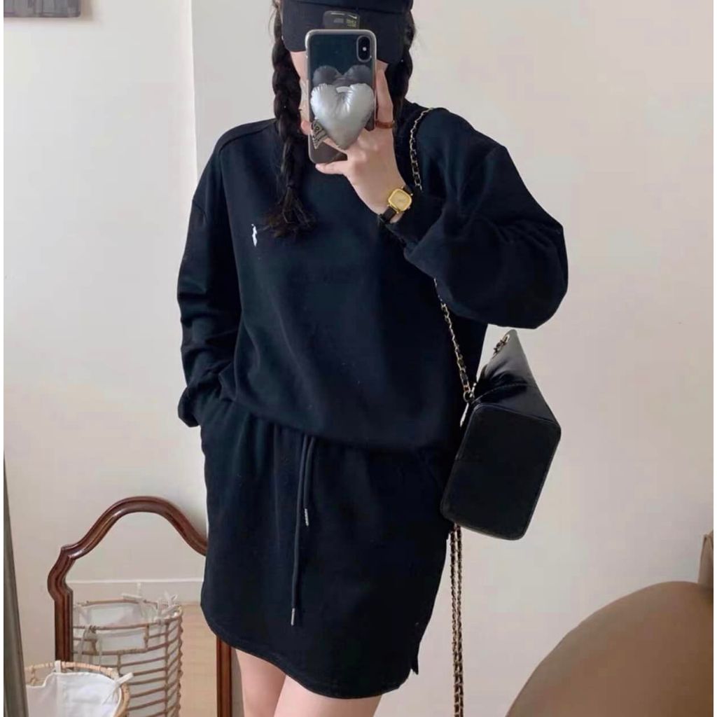 Set áo nỉ thêu hình ngựa + chân váy