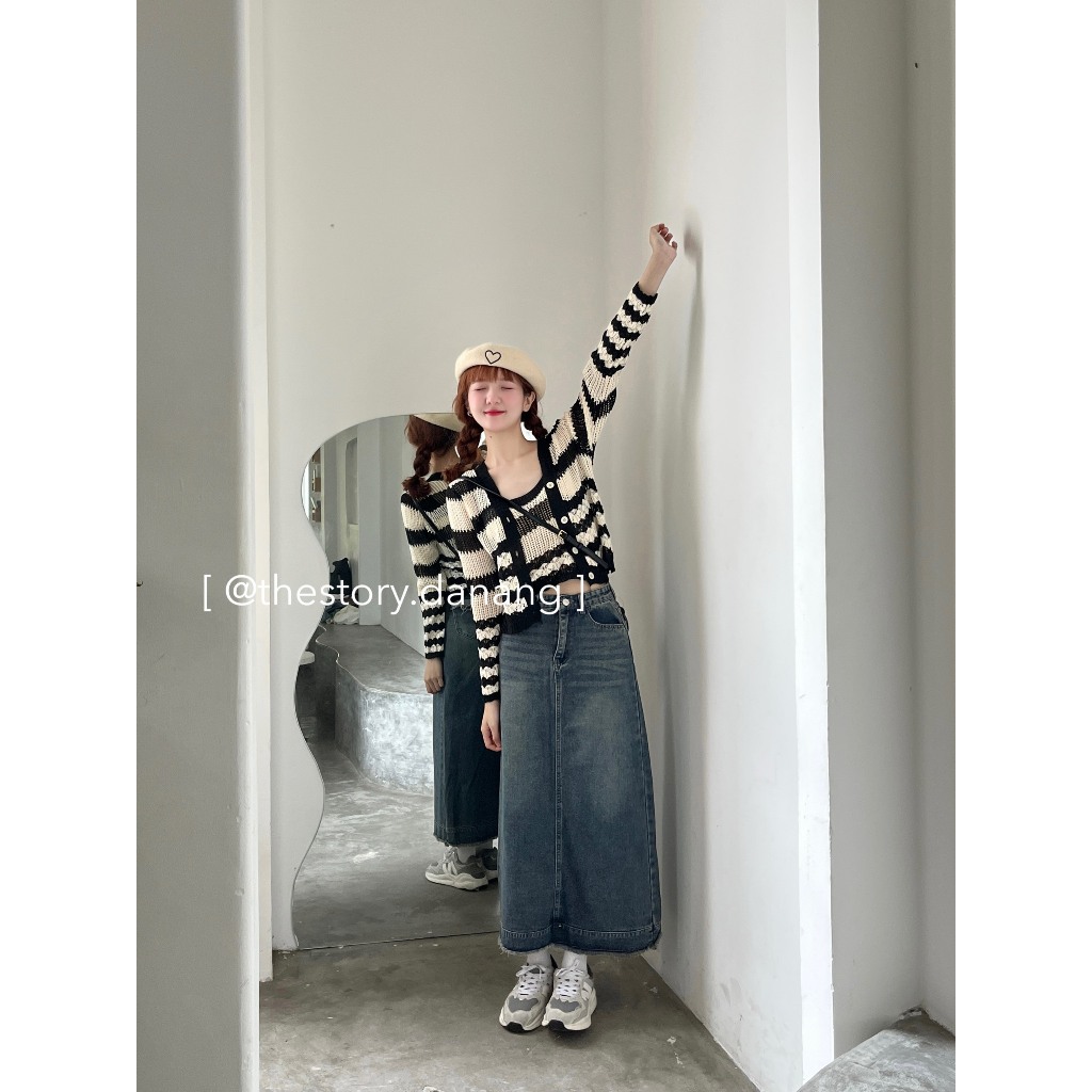 Chân váy jean tua rua  CV342