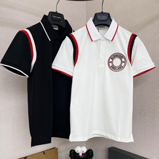 Áo polo nam cổ bẻ BBR cotton gai thêu logo BBR tròn trước ngực phối vạch sọc trắng đỏ boy phố PL52P