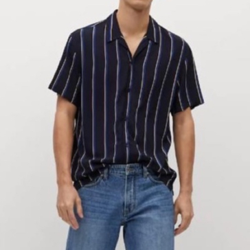Áo sơ mi nam sọc xanh Mango authentic STRIPED size XS