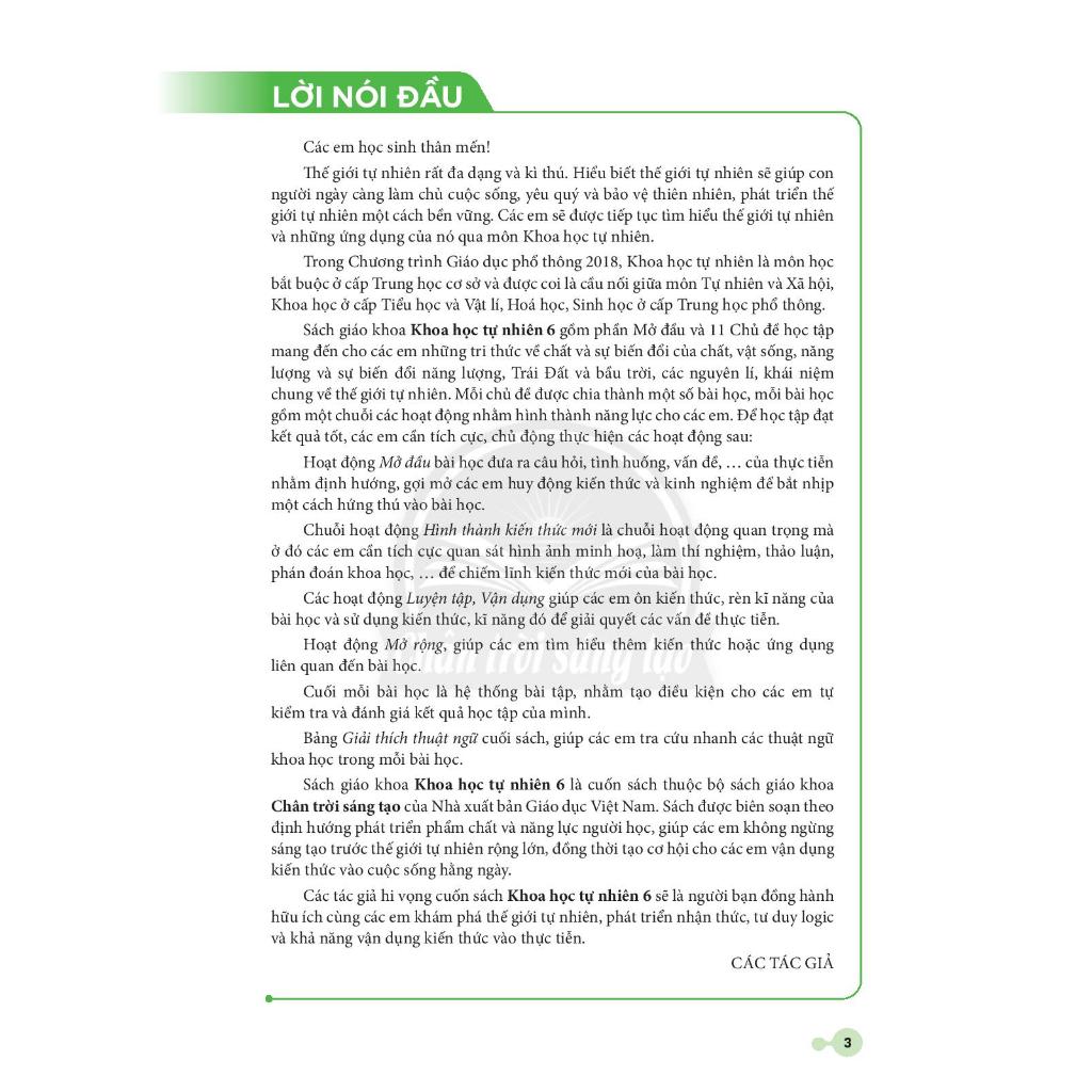 Sách học sinh – Khoa học tự nhiên Lớp 6 – Chân trời sáng tạo