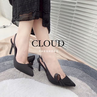 Giày cao gót mũi nhọn đính nơ mũi