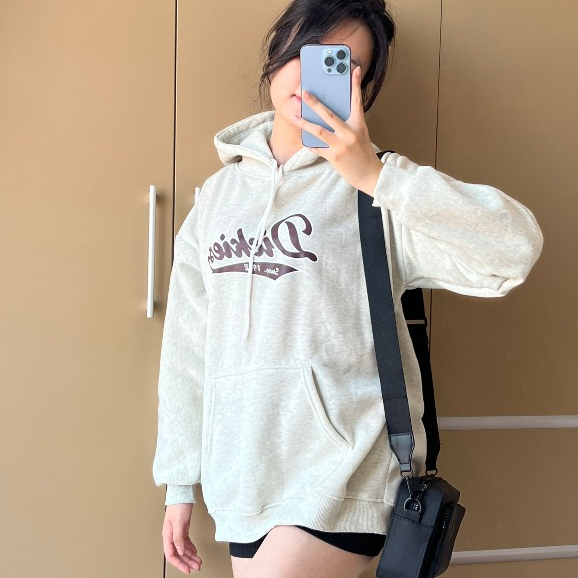 Áo hoodie nỉ bông, Áo khoác hoodie màu xám tiêu in chữ Dickiess mới 2023 Su min min