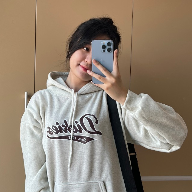 Áo hoodie nỉ bông, Áo khoác hoodie màu xám tiêu in chữ Dickiess mới 2023 Su min min