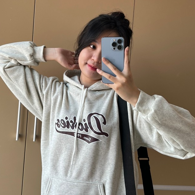 Áo hoodie nỉ bông, Áo khoác hoodie màu xám tiêu in chữ Dickiess mới 2023 Su min min