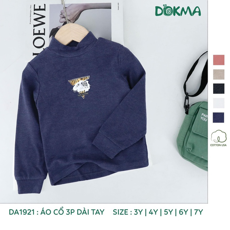 Áo giữ nhiệt Dokma nỉ gân dày dặn cho bé 3-7y