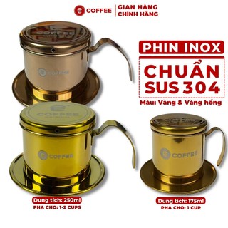 Phin cà phê Inox cao cấp màu vàng chuẩn Inox SUS304 với thiết kế sang trọng từ E-COFFEE