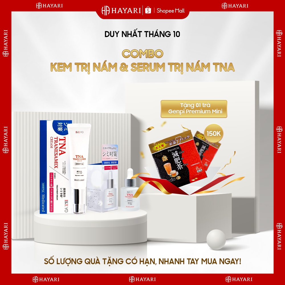 Bộ sản phẩm kem nám và serum nám TNA Tranesamix 2% IKUYO bộ đôi hết sâu Nám, tàn nhang ngăn ngừa hình thành nám mới