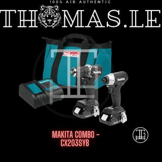 Combo máy khoan, máy vặn vít makita cx203syb mã khoan xfd15zb,mã vít xdt18zb + 2 pin 1,5a + 1 sạc + 1 túi hàng air mỹ