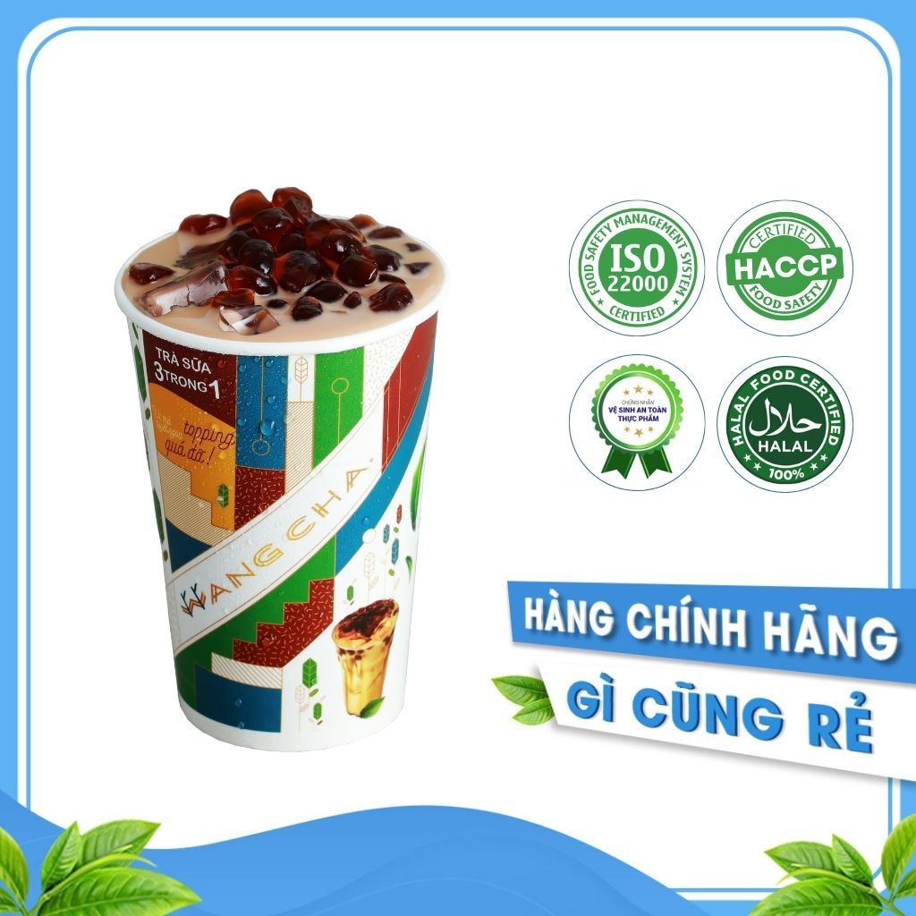 Ly Trà Sữa Wangcha 3IN1 Vị Truyền Thống cao cấp - Bột Trà Sữa Truyền Thống thơm ngon có thạch 3Q Caramel