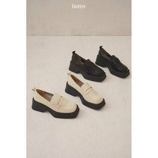 Platform loafer mũi vuông, da trơn mềm, viền đế đen cao 6cm - better - 180923001