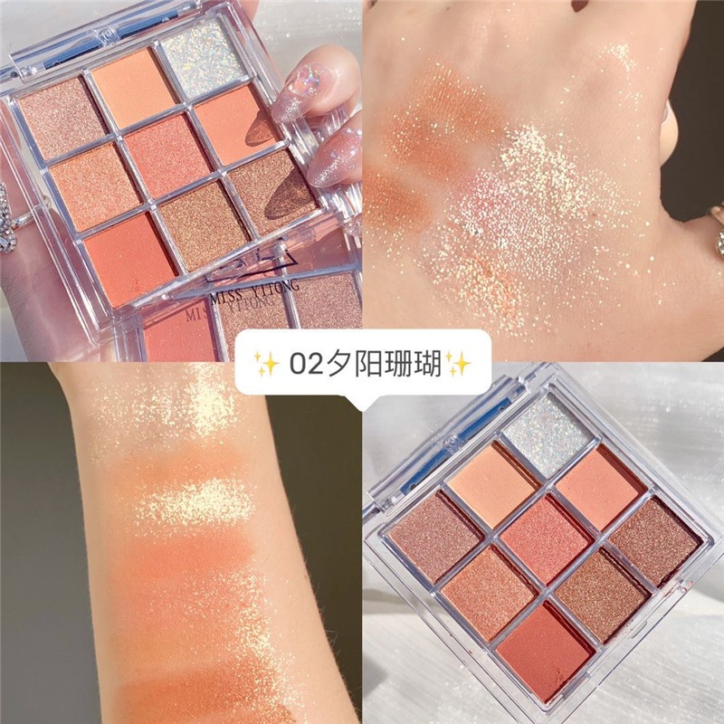 Bảng Mắt 9 Ô Dikalu Tông Màu Nâu Cam Vàng Hồng hottrend 2022