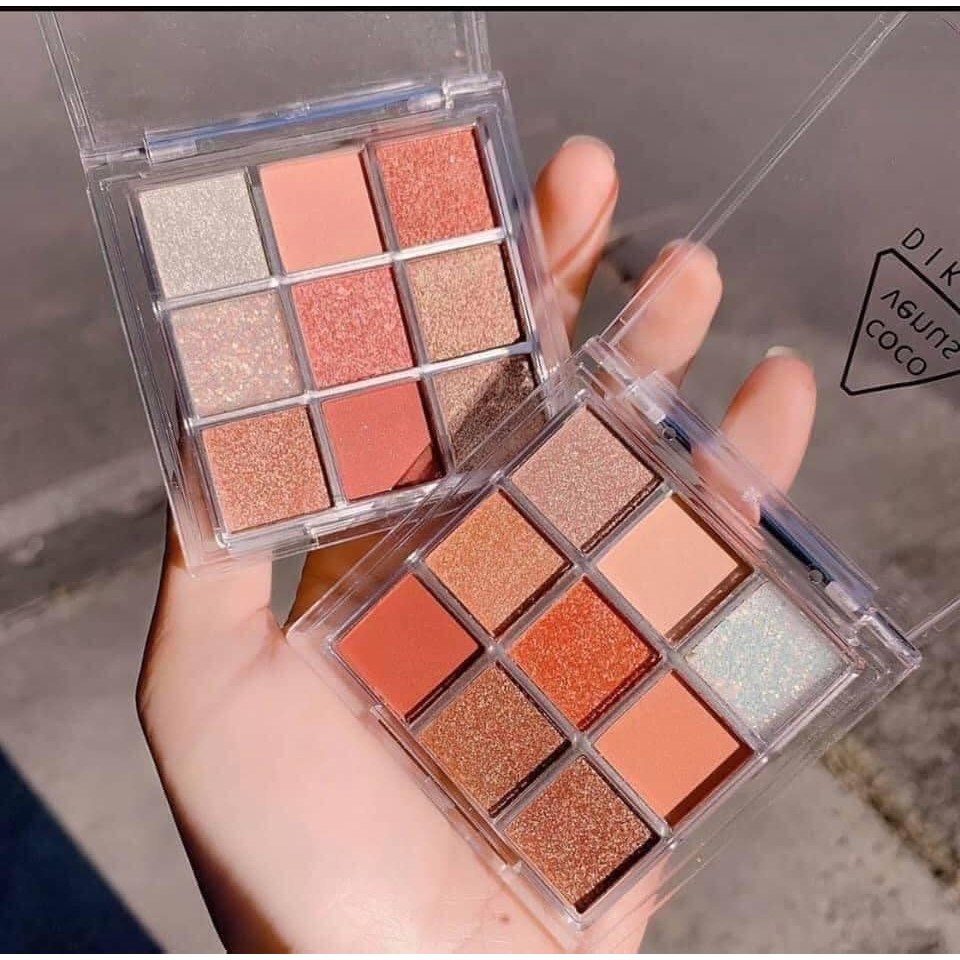 Bảng Mắt 9 Ô Dikalu Tông Màu Nâu Cam Vàng Hồng hottrend 2022