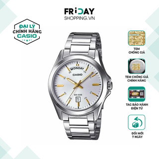 Đồng hồ casio nam mtp-1370d-7a2vdf mặt tròn màu trắng dây kim loại chính hãng
