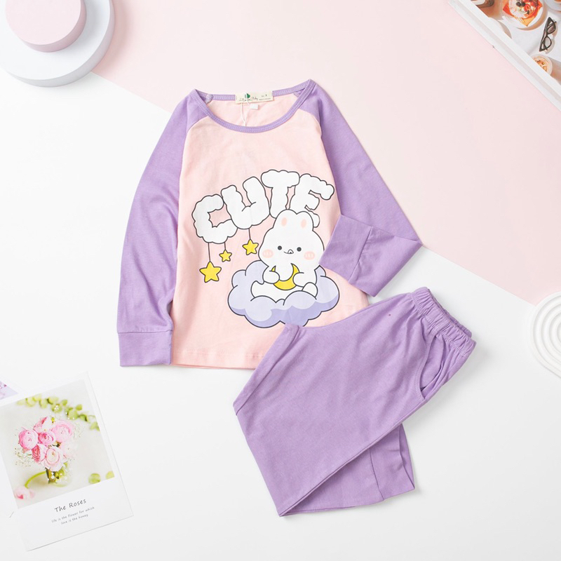 Bộ bé gái thu đông tay phối 3-10y . Chất cotton mềm mịn, thoáng mát, thấm hút mồ hôi, co giãn tốt