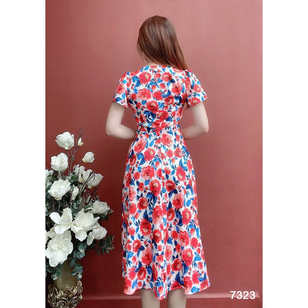 Đầm EMY EM7323 Xoè Hoa Hồng