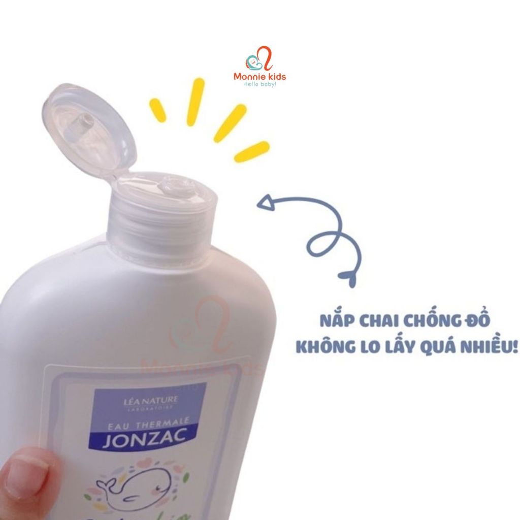 Dung dịch vệ sinh hữu cơ cho bé Jonzac 500ml, nước làm sạch vùng mặc tã tiện lợi - Monnie Kids
