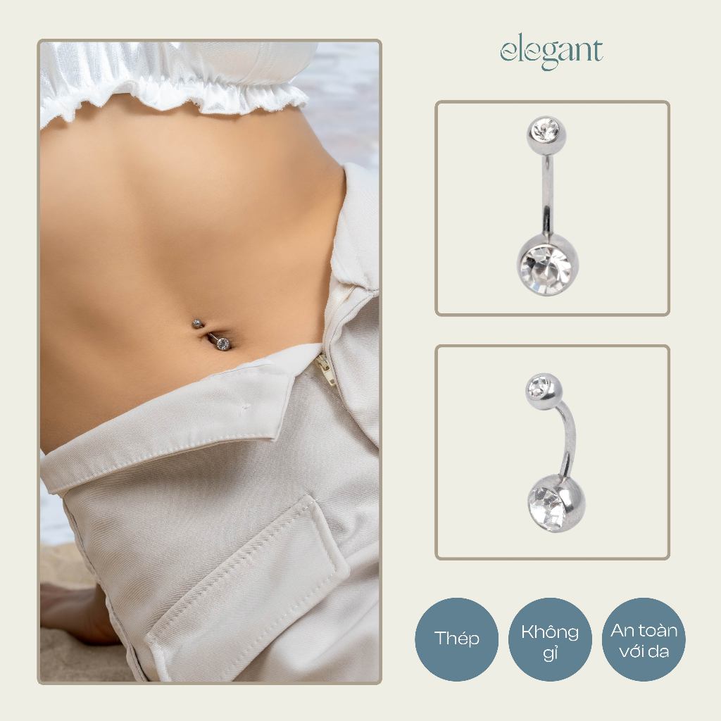 Khuyên rốn đá BELLY BASIC ROUND Elegant (Giá 1 chiếc)