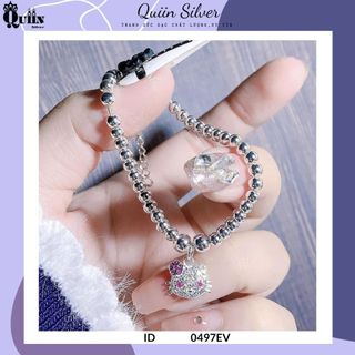 Vòng tay/lắc tay bạc ta, bạc s925 quiin - lắc bi hình hello kitty dành cho bé gái 0497ev