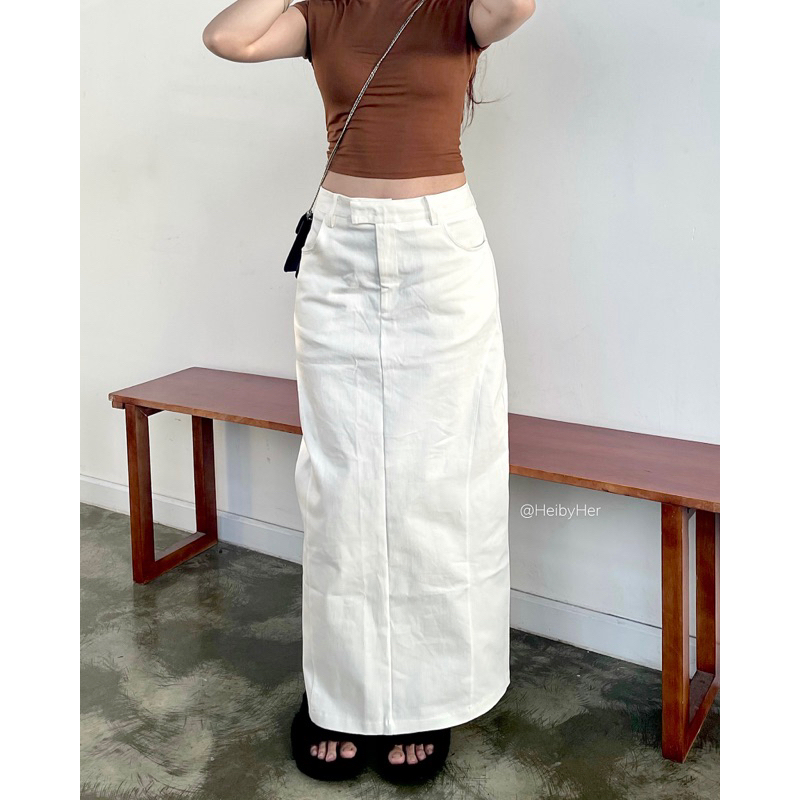 LONG SKIRT - Chân váy kaki dáng dài xẻ tà sau HeibyHer