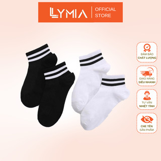 Tất vớ nam nữ LYMIA kẻ sọc trắng đen Hàn Quốc đôi được chọn màu BT1