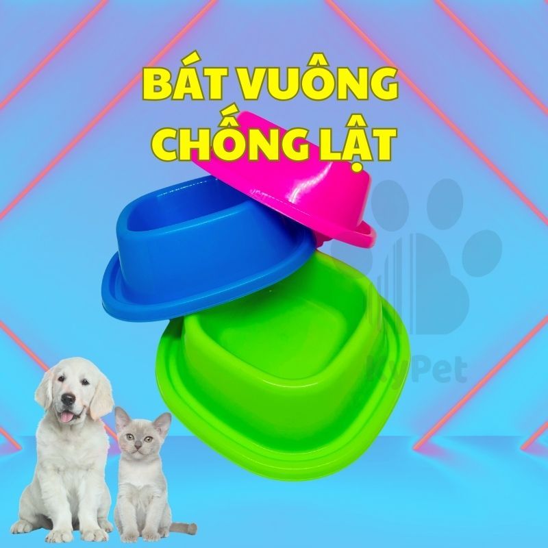 Bát nhựa vuông bát ăn chống lật dành cho chó mèo giá rẻ- Kypet