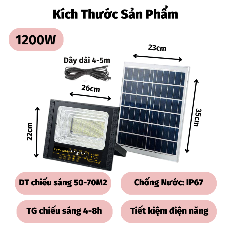 Đèn Led Năng Lượng Mặt Trời Kawasabi Siêu Sáng Chống Nước Đèn TOKI