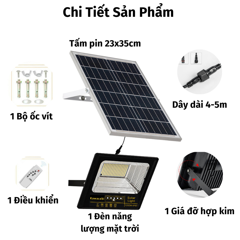 Đèn Led Năng Lượng Mặt Trời Kawasabi Siêu Sáng Chống Nước Đèn TOKI