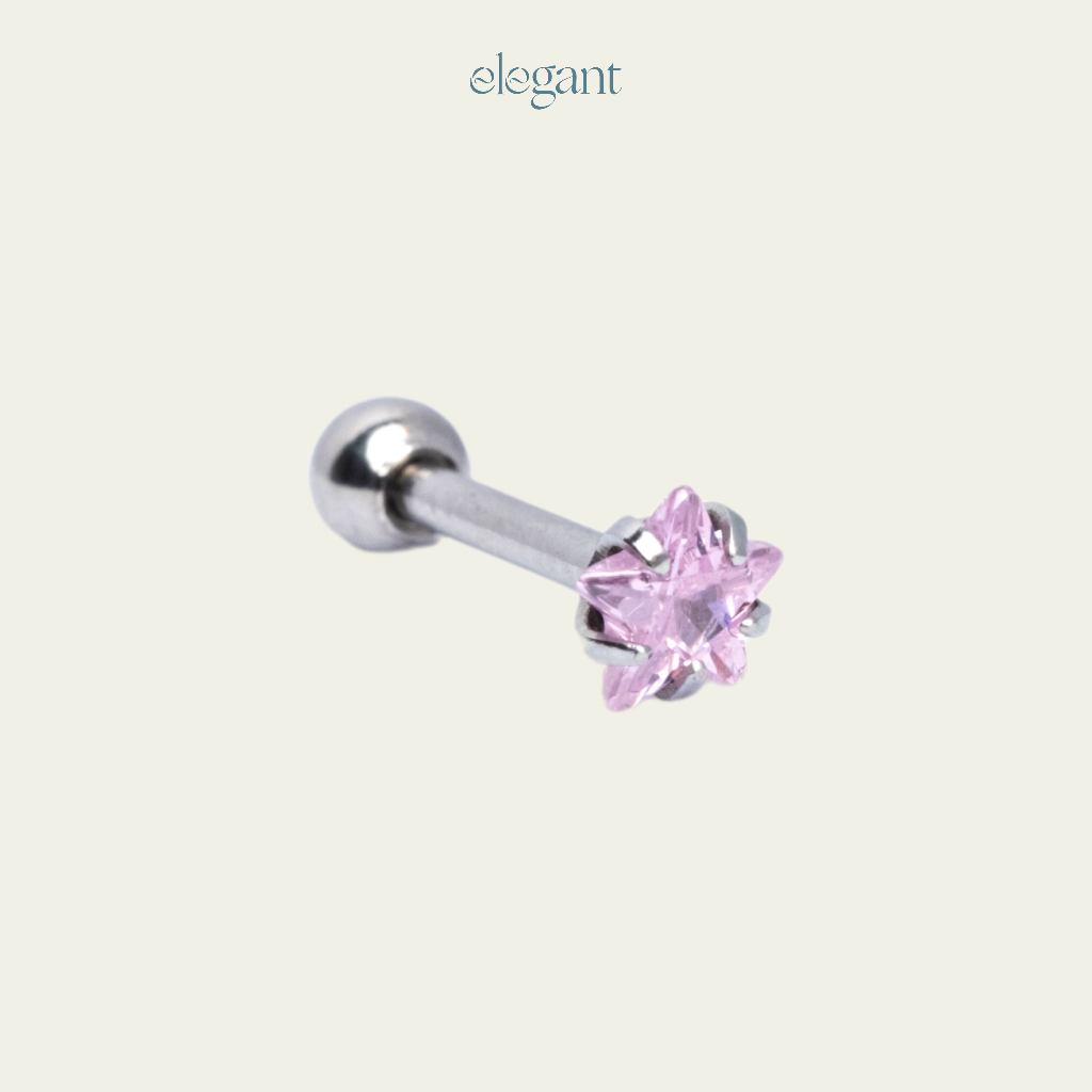 Khuyên tai nụ đá màu PINK CRYSTAL STAR Elegant