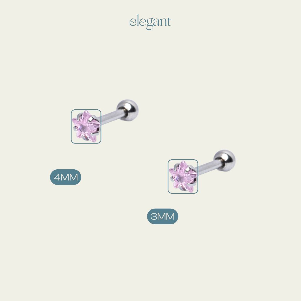 Khuyên tai nụ đá màu PINK CRYSTAL STAR Elegant