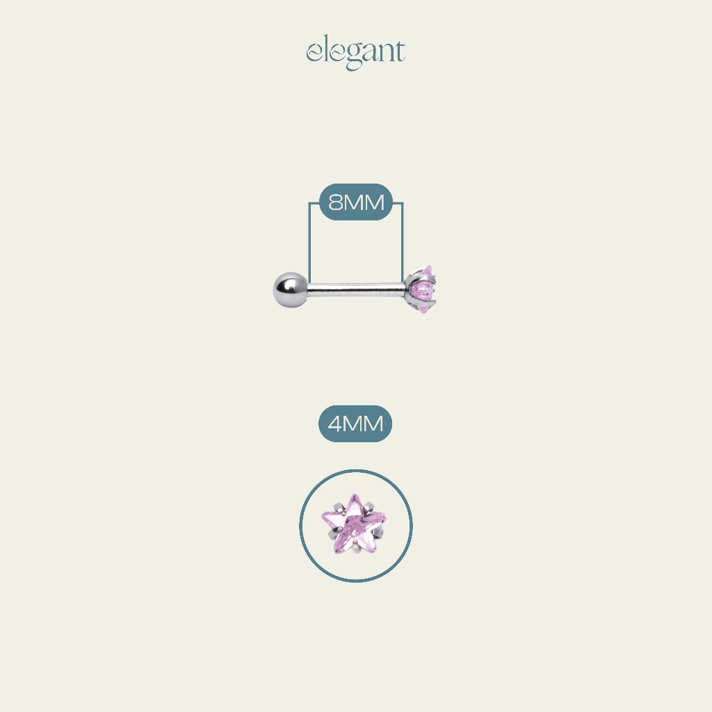 Khuyên tai nụ đá màu PINK CRYSTAL STAR Elegant
