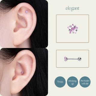Khuyên tai nụ đá màu PINK CRYSTAL STAR Elegant (Giá 1 chiếc)