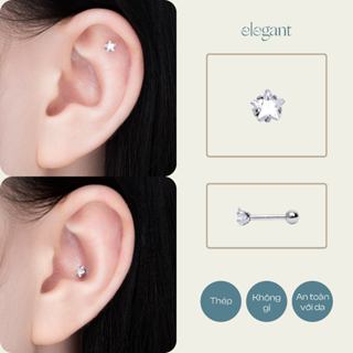 Khuyên tai nụ đá WHITE CRYSTAL STAR Elegant (Giá 1 chiếc)