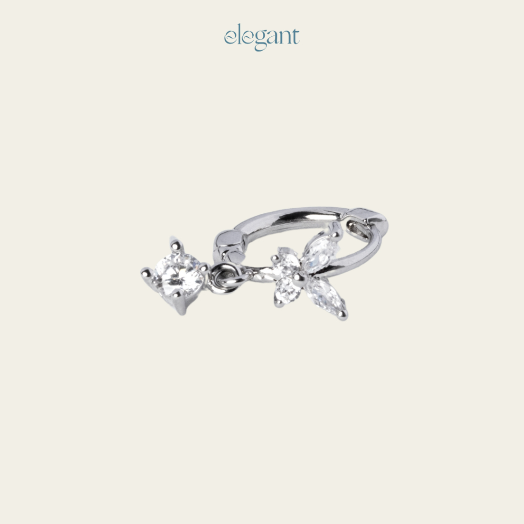 Khuyên tai vòng đá thả 10mm BUTTERFLY DROP HOOP Elegant