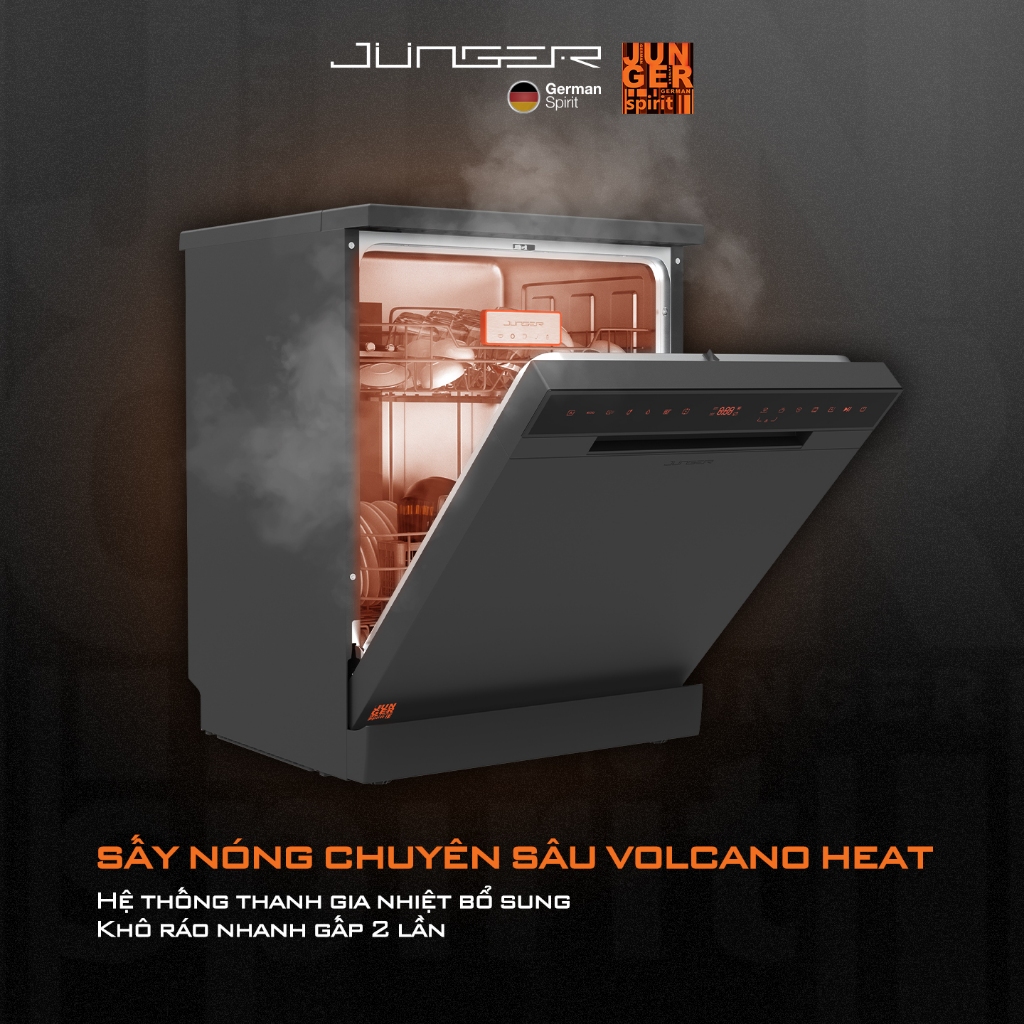 Máy rửa bát Junger DWJ-143 Dung tích 14 bộ Sấy khô Diệt khuẩn UV Hàng Chính Hãng Bảo Hành 24 Tháng