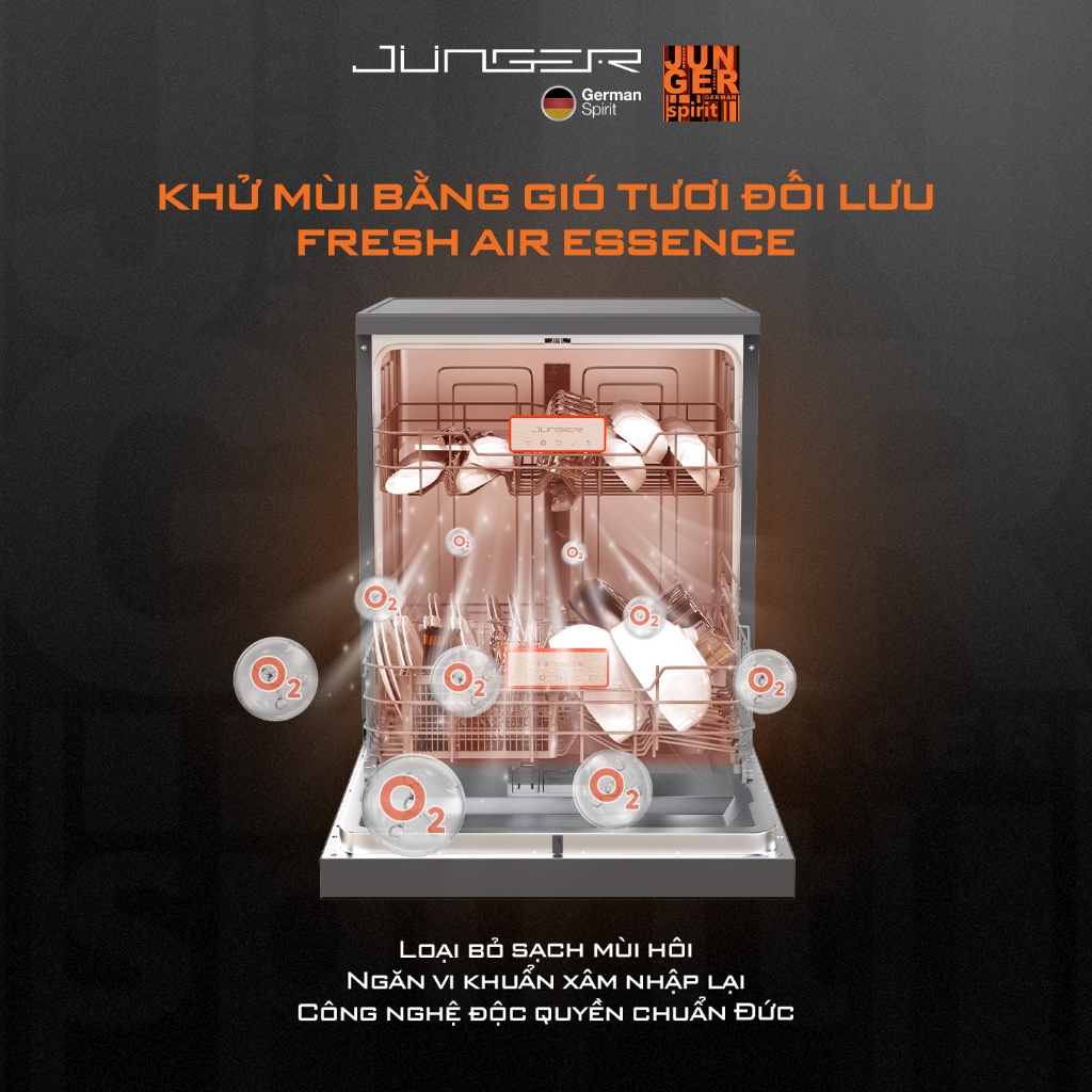 Máy rửa bát Junger DWJ-143 Dung tích 14 bộ Sấy khô Diệt khuẩn UV Hàng Chính Hãng Bảo Hành 24 Tháng