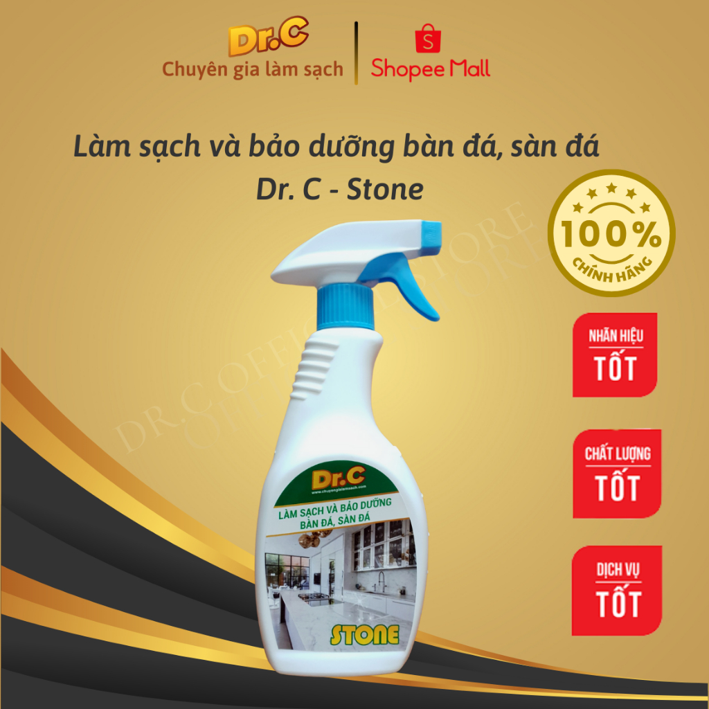 Làm sạch và bảo dưỡng bàn đá, sàn đá , tường sơn, bề mặt sơn bẩn Dr. C STONE, Chính hãng, chai 500 ml